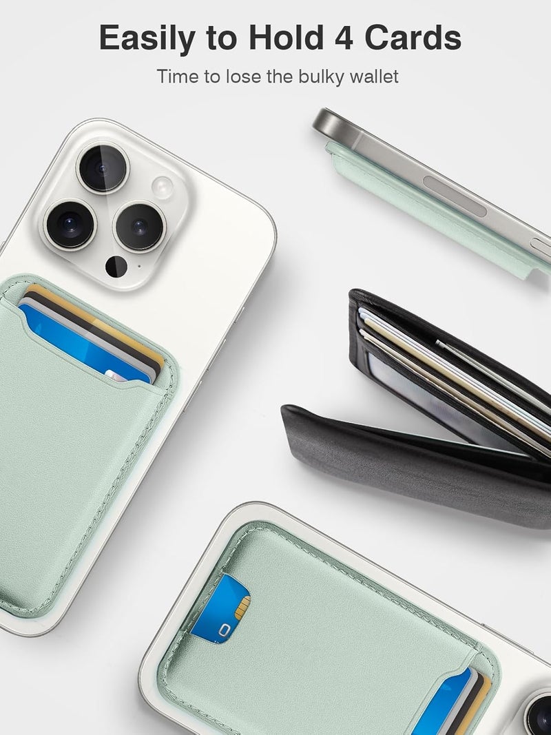 TopMade for Magsafe Wallet, Strongest Magnetic Card Holder for iPhone 17, iPhone 16/15/14/13/12 Series, Leather Magnetic Phone Wallet with Powerful Magnets, RFID Blocking, Fit 4 Cards, Green - Image 3